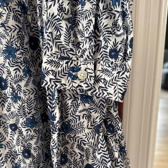 J. Crew Navy and White Floral Long Sleeve Dress - Picture 4 of 5